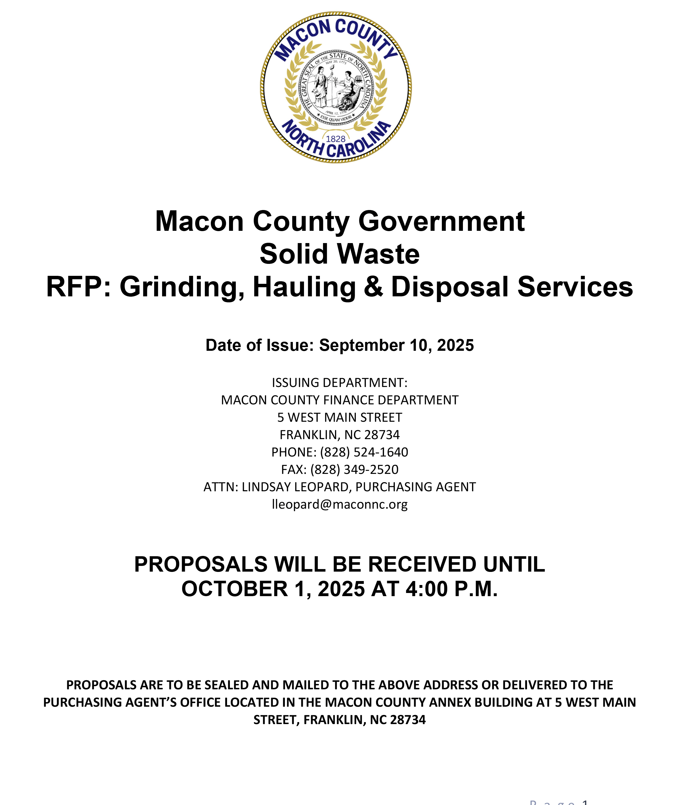 macon county nc finance Dept.
